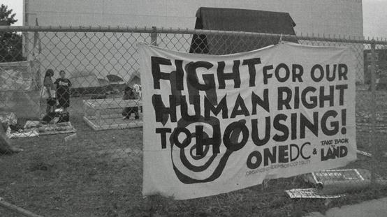 protest sign:  Fight for Our Right To Housing